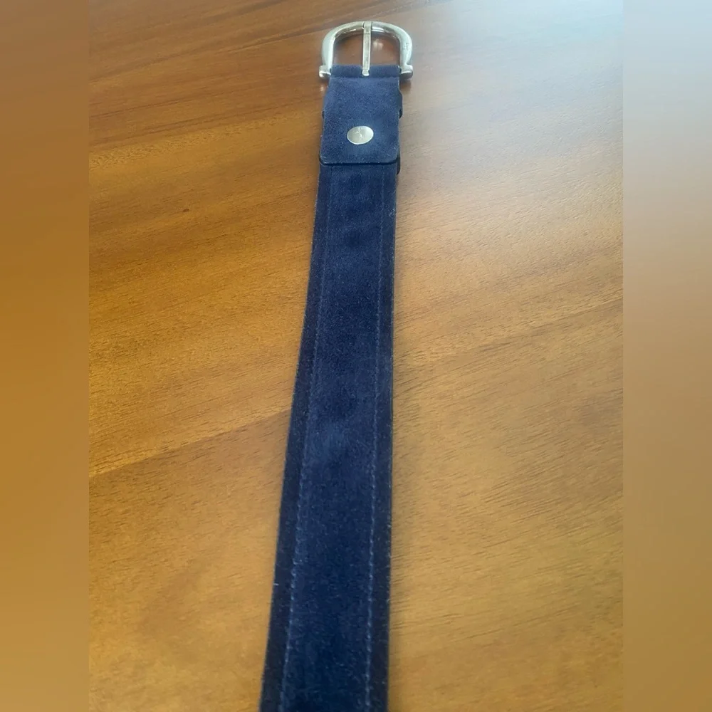 Salvatore Ferragamo Navy Blue Suede Belt Classic Design